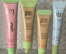 Pixi rose radiance perfector, Pixi botanical Collagen eye serum, Pixi collagen lip gloss lip balm, Pixi zero Zit spot solution brand new full size