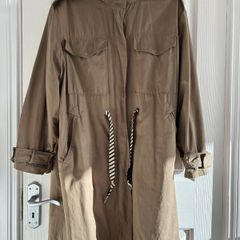 Khaki Zara jacket with detachable grey hood