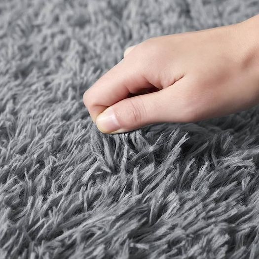 FREE EXPRESS SHIPPING Grey Area Rugs for Bedroom Anti Slip - Modern Super Soft Thick Pile Small Fluffy Shaggy Rug Non Shedding