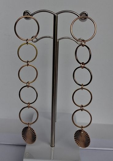 Elegant Gold Starburst Disc & Link Earrings