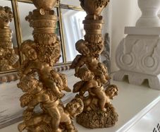 ShabbyChic Set of 2  Vintage Cherub Candle Holders
