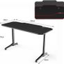 _Computer Game Table, Ergonomic Gaming Desk PC Game Table with Cup Holder and Headphone Hook, 140x65x75cm, Black Image 4