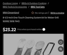 bbq 8-1/2-Inch One-Touch Cleaning System kit for Weber Grill