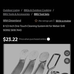 bbq 8-1/2-Inch One-Touch Cleaning System kit for Weber Grill