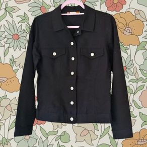 Peppercorn Clothing black linen cotton casual ladies jacket M 10 12 breathable natural fabric Danish brand