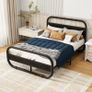 4ft6 Double Bed Frame with Headboard,Bed Base,Black Metal Platform Bed Frame with Mattress Base,Metal Slat Support,Underbed storage,for Bedroom Image 3