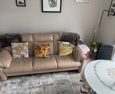 cream leather 3 seater sofa