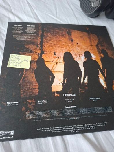 OBITUARY: Slowly We Rot LP- Fully autographed
