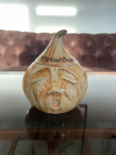 Vintage Crying Pickled Onion Face Pot signed by Toni Raymond