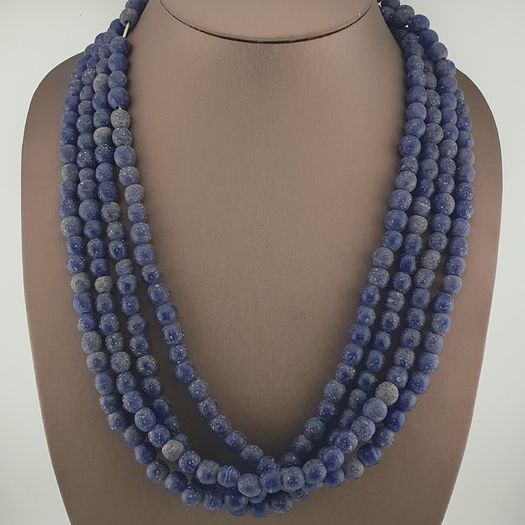Antique African Style Cobalt Blue 9 -10mm Glass Beads Strands