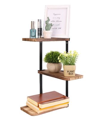 BRAND NEW Rustic Industrial Wood Shelf Wall Mount Corner Rack Display