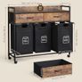 Laundry Basket, 3 Compartments Laundry Hamper 150L, 3 Drawers Image 2