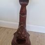 Vintage Chinese Hand-Carved Mahogany Koi Carp Pedestal Table | Mid-Century Style Statement Piece Image 2