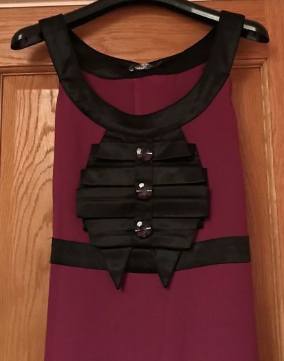 Purple dress Size 16 with black satin detail