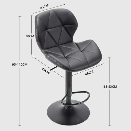 2x Modern Adjustable Swivel Bar Stools Kitchen Chairs, Faux Leather, Black