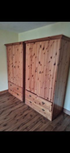 Two large pine wardrobes
