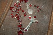 Vintage Garnet Colored Czech Crystal Rosary