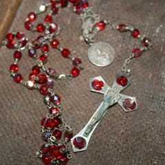 Vintage Garnet Colored Czech Crystal Rosary