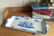 Fabulous Large Antique Blue and White Tray with Moulded Side Handles, by Wedgwood &amp; Co Ltd in the Beautiful "Hague" Pattern Circa 1900-1920