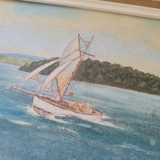 Antique pair of naive watercolours on board