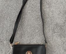 Black clutch handbag