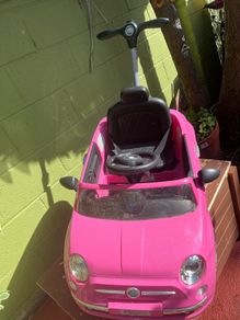 childs pink car great condition