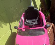 childs pink car great condition