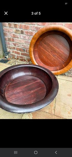 large wood bowls Chinese washing bowls vintage