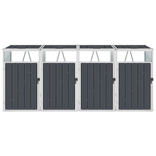 Quadruple Garbage Bin Shed Anthracite 286x81x121 cm Steel