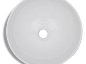 Bathroom Basin with Mixer Tap Ceramic Round White