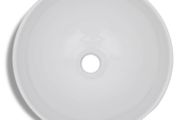 Bathroom Basin with Mixer Tap Ceramic Round White