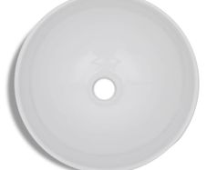 Bathroom Basin with Mixer Tap Ceramic Round White