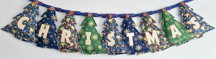 Padded Christmas Trees Bunting