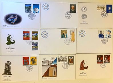 Irish 1980's FDC covers 9pcs envelopes