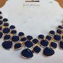 Costume Gold Tone Blue and Red Enamel Bib Necklace Image 2