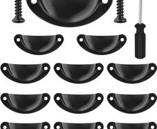 NEW SALE |  12 Pcs Vintage Half Moon Shell Cup Pull Handles for Cabinet Cupboard Door Dresser Wardrobe Drawer with Screws, 65mm Hole Centres, Brushed Copper
