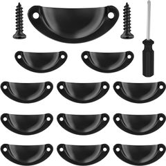 NEW SALE |  12 Pcs Vintage Half Moon Shell Cup Pull Handles for Cabinet Cupboard Door Dresser Wardrobe Drawer with Screws, 65mm Hole Centres, Brushed Copper