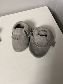 Grey suede Moccasins Mocc Sizes: 12-18months (14cm) from Rain + Conker