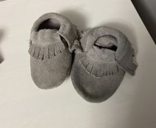 Grey suede Moccasins Mocc Sizes: 12-18months (14cm) from Rain + Conker
