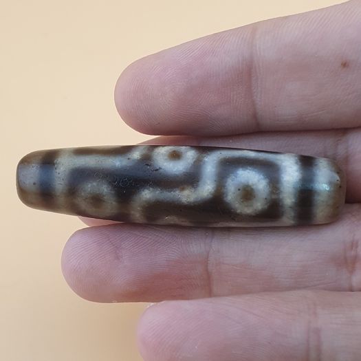 Vintage 9 Eyes Himalayan Tibetan Agate Dzi Bead Amulet