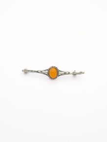 Vintage Carnelian Silver Bar Brooch