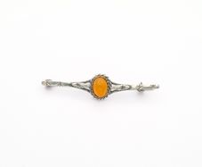 Vintage Carnelian Silver Bar Brooch