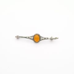 Vintage Carnelian Silver Bar Brooch