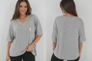 Women's Oversized V-Neck Top with Gold Greek Trim