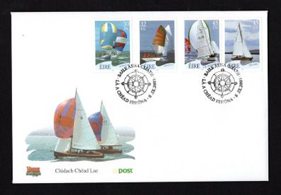 2001 Ireland Sailing (Ruffian, Howth, Sports boat & The Glen) Commemorative Stamp An Post First Day Cover (FDC)