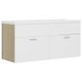 Sink Cabinet with Built-in Basin White and Sonoma Oak Chipboard Image 3