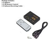 4K 2K 3x1 HDMI Cable Splitter HD 1080P Video Switcher Adapter 3 Input 1 Output Port HDMI Hub for Xbox PS4 DVD HDTV PC Laptop TV