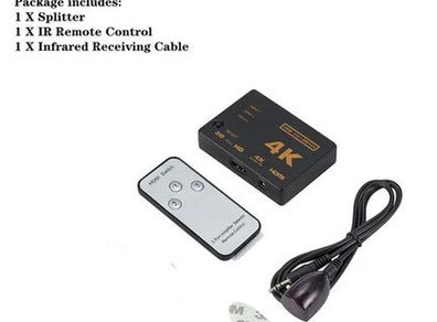 4K 2K 3x1 HDMI Cable Splitter HD 1080P Video Switcher Adapter 3 Input 1 Output Port HDMI Hub for Xbox PS4 DVD HDTV PC Laptop TV