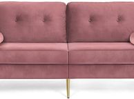 main image for ad _3-seater sofa, couch for living room, cover made of velvet, for apartments, small rooms, wooden frame, metal legs, simple structure, modern design, 183 x 78 x 88 cm, pink