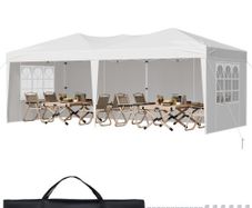 Pop Up Canopy, 5.9 x 2.96 m Instant Canopy Portable Gazebo with 3 Sidewalls & 2 Ventilated Windows, Height Adjustable Pop-Up Outdoor Shelter Tent for Events, Patio, Backyard, Party, Parking